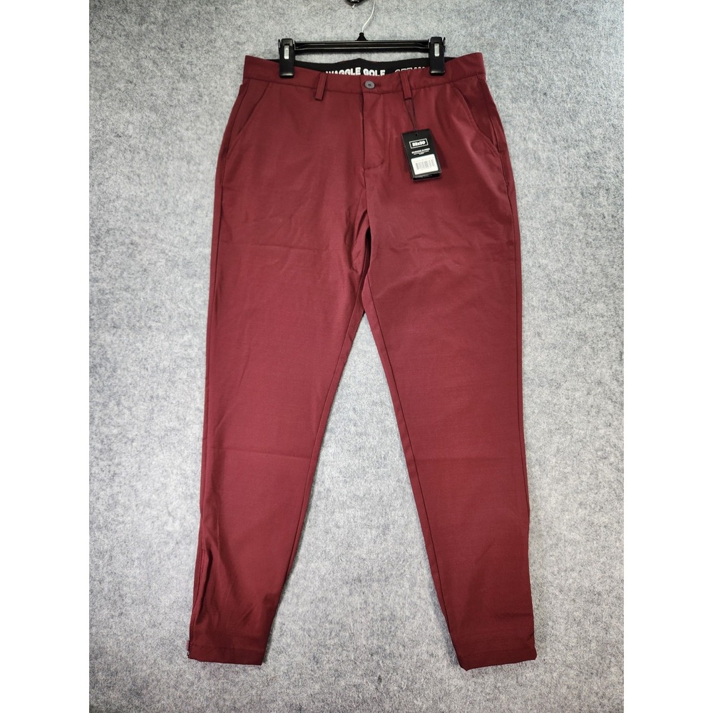 Waggle Golf Pants Mens‎ 32x30 Greenside Jogger  Red Maroon Ankle Zip